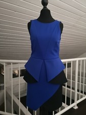 Asos Kleid 34 Xs Schwarz Blau Neopren Rückenausschnitt 