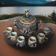 Bowle Set Gerz Keramik Jäger Jagt Weihnachten Neuwertig