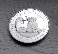 SOMALIA  2024 - " AFRICAN WILDLIFE / ELEFANT "  -  1 Unze Feinsilber 999,9/ 1000