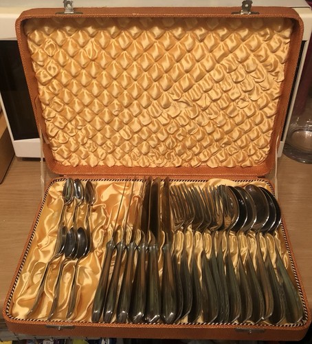 Besteckkoffer 24teilig vintage - besteckkoffer,
