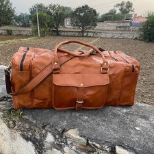 Echtes Leder Dreieck große Weekender Duffel Reise Reisetasche Neu Tasche