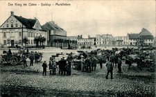 AK GRUSS AUS OSTPREUSSEN GOLDAP GUMBINNEN MARKTLEBEN WÄHREND DES KRIEGES UM 1915