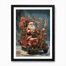 Weihnachtsmann fährt rentier - weihnachtsmann,