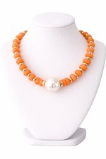 Perlenkette Damen in Orange