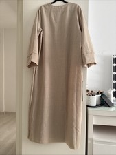 Abaya Leinenoptik Damenkleid Hijab Einheitsgröße Neu Beige