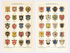 ZUNFTWAPPEN Maurer Glaser Tischler Schmied Schneider Sattler Maler Lithos 1898