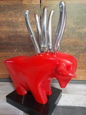 Steakmesser im Block von Laguiole Inox " Der rote STIER"