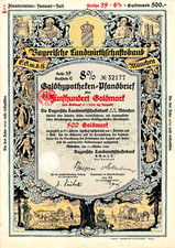 ungelocht Bayerische Landwirthschaftsbank Gold Pfandbrief München 1929 Bayern