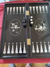 backgammon koffer holz mit Perlmutt Intarsien 