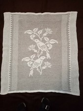 Gardine gehäkelt Handarbeit Höhe 85 cm  Breite 80 cm  80er Jahre Vögel