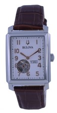 Bulova Sutton White Dial Leather Strap 21 Jewels Automatic 96A268 Men's Watch