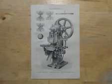Orig.(1908) Holzstich Massenfabrikation I/II Einarmige Exzenterpresse (N14E)