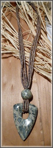 Halskette holz stein kette neu - stein,