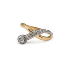 Ring mit 6 Brillanten Diamanten 0,35 ct. in 18 Kt. 750 Gelbgold Gr. 55