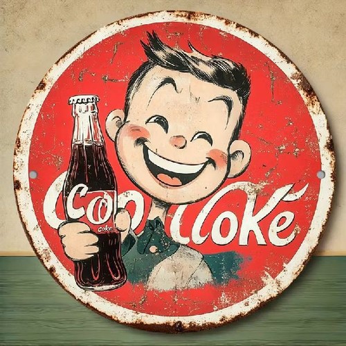 Blechschild rund coke cola - coke,
