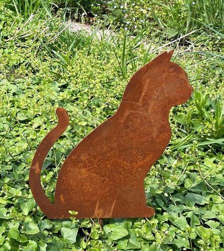 Gartenfigur katze sitzend - gartenfigur,