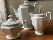 Rosenthal Maria Weiß Kaffeekanne 6Pers. Milchkännchen, Zuckerdose