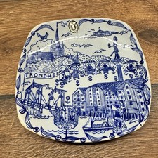 Stavangerflint Norway Wand-/Dekoteller „Trondheim“ blau-weiß Keramik