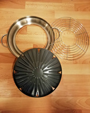 Von QVC - Grillplatte für den Herd, mit Abtropfschale + Adapterplatte  3 teilig 