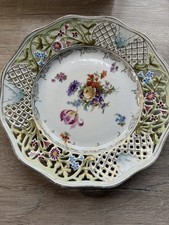 Schumann Dresden Château Porzellan Durchbruchteller handbemalt 26 cm
