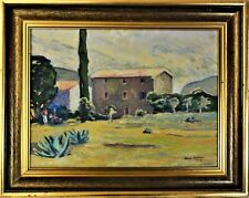 Hans Müller (XX) schickes Frankreich-Gemälde 1972: LANDHAUS IN DER PROVENCE