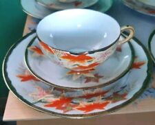 Konvolut aus Teeservice Japan DIUSCHU Ahornblatt rot/weiß/ Goldrand 60er VINTAGE