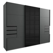 Schwebetürenschrank Saigon Kleiderschrank 270x64x208cm graphit Glasschwarz (1883