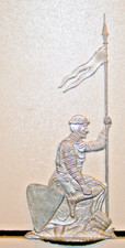 Zinnflachfigur: Ritter der Kreuzzüge rastend , 70mm
