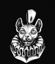 B21 Katze Halskrause Anhänger 925 Sterling Silber