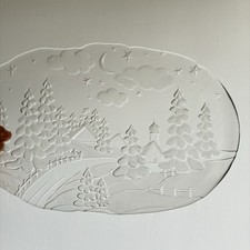 Vintage Stollenplatte Winterlandschaft Walther-Glas 43 x 27 cm 1980er Jahre