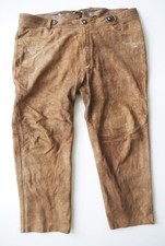 Lange Lederhose Ziegenleder braun dezente Stickerei nur leicht speckig Gr.60