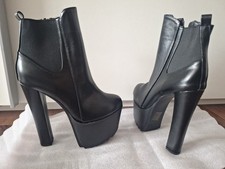 Damen Plateau High Heels Stiefeletten Gr.39 Neu Ohne Karton