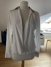 Burberry London Bluse Weiß Nova Check Details Oberteil Hemd Knöpfe Designer Edel