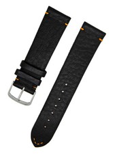 Uhrenarmband echtes Elch Leder schwarz mit farbigen Nähten 18mm,20mm,22mm NEU