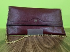 Clutch Tasche Bordeaux 30cm Kunstleder Goldkette Abendtasche Vintage Look