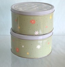 Dose Weißblechdose mit Deckel Aufbewahrung Set 2 Stück rund 19 cm Blumen Motiv