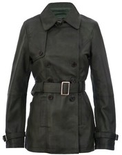 Damen Leder Trenchcoat Grün