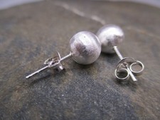 Trend Ohrstecker Kugel 925 Sterlingsilber hell gebürstet matt Alltag  8 mm