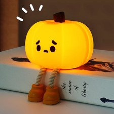 LED Nachtlicht Kinder Kürbis Lampe Silikon Nachttischlampe Dimmbar Touch Lamp