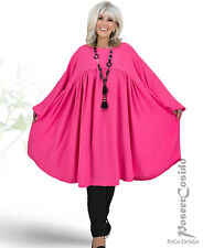 LAGENLOOK Tunika Kleid-Bluse Long-Shirt 46 48 50 52 54 56 58 60 EG schwarz pink