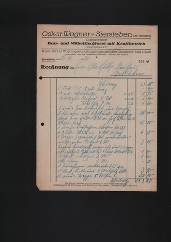 Siersleben rechnung 1936 - rechnung,