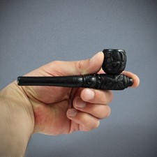 Budawi® Holzpfeife mit geschnitzten Blumen Motiv 13 cm mit Kickloch Pfeife Holz