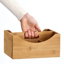 Ordnungsbox Bambus/MDF – 4 Fächer & Griff, 25×18×12 cm