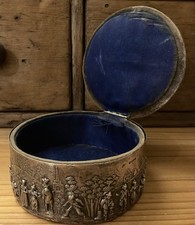 Antik Silber Nadelkissen Schmuckkästchen Punzen Samtdeckel geprägt