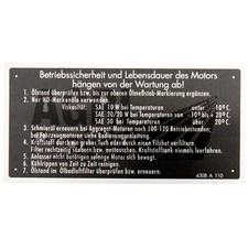 Typenschild Luftleitblech