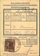 1949, 15 Pfg. Rotaufdruck auf