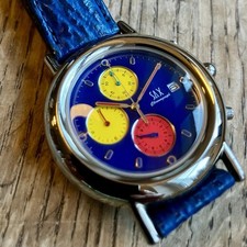 SAX »Style Chronograph« . Armbanduhr . Limitierte Edition . 90er . blau/gelb/rot
