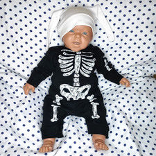 Next Baby Strampler, Halloween Kostüm, Skelett Design, Schlafanzug, Gr. 56  Neu