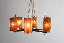 Temde Sisal Kronleuchter Lampe mid century modern Design 1960s 60s