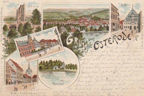 Lithografie 1896 gruß - 1896,